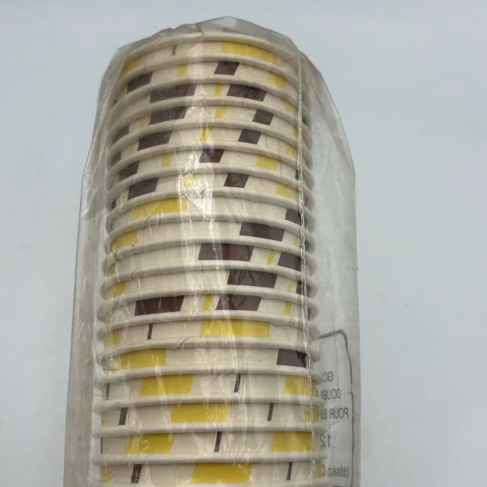 Vintage Solo 12oz Paper Hot Cups Brown Yellow Swirl 50ct Retro‎ Diner